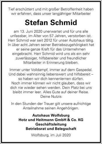 Traueranzeigen Von Stefan Schmid Abschied Nehmen De