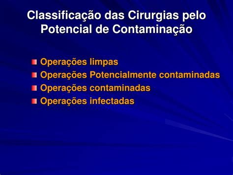 Potencial De Contaminação Das Cirurgias - PPT - Potencial de Contaminação das Cirurgias PowerPoint Presentation ...