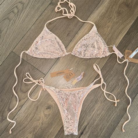 SKIMS Swim Final Price Drop Nwt Skims Sequin Triangle Bikini And
