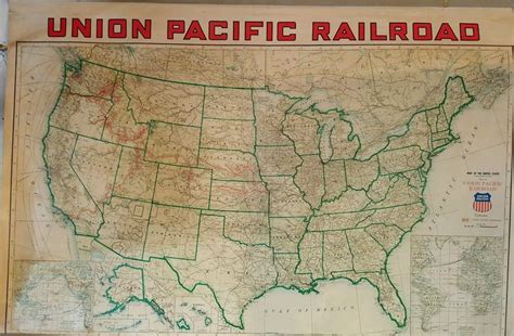 Union Pacific Railroad Map of the United States, new old stock,Gorgeous ...