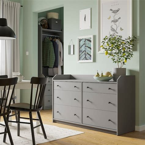 HAUGA Kommode, 6 Schubladen, grau, 138x84 cm - IKEA Deutschland