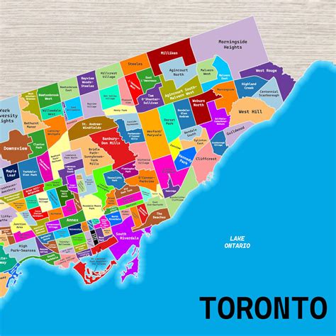 Toronto Neighbourhoods Map - Etsy