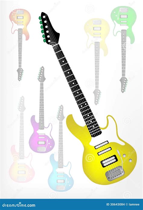 Желтая электрическая гитара с тенью Backgrou гитары Иллюстрация вектора ...