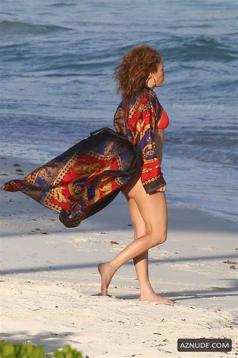 Jennifer Lopez Sexy In A Red Bikini At The Beach In Turks And Caicos Islands AZNude