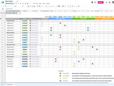 RACI Template | RACI Matrix for Spreadsheet.com & Excel