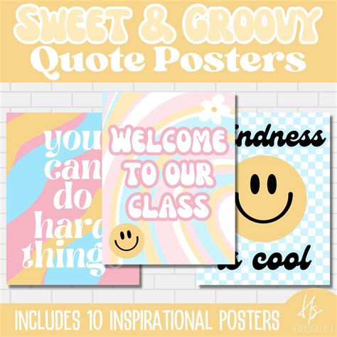 Printable Sweet Groovy Classroom Poster Pack Bulletin Board Posters Elementary School Teacher