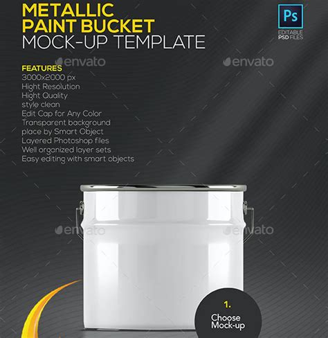 20 Colorful Free Paint Bucket Mockups PSD Templates