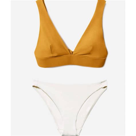 Everlane Swim Everlane Bikini Set Marigold Yellow Top And White Bottoms Small Nwt Poshmark