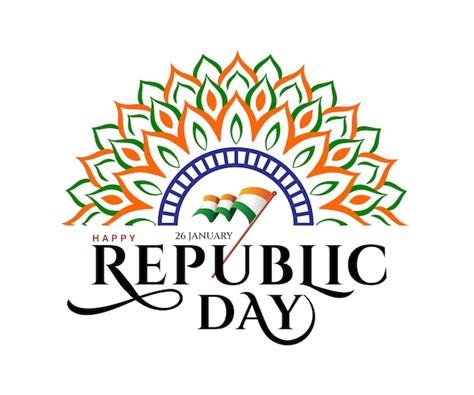 Premium Vector Happy Republic Day Lettering With Indian Flag And