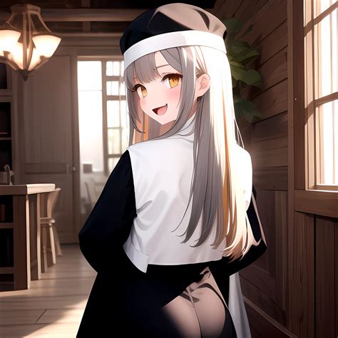 1girl D Black Headwear Black Nails Blonde Hair Blush Breasts Cleavage Grey Hair Large Breasts