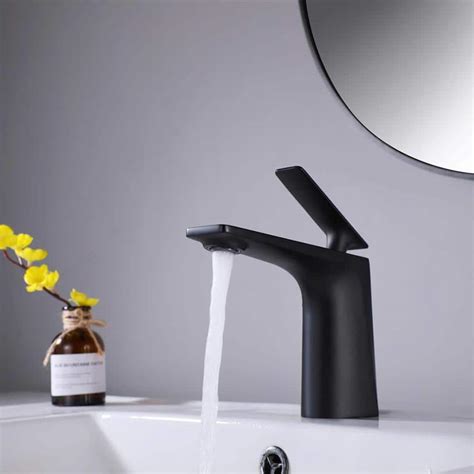 FLG Single Handle Single Hole Bathroom Faucet Brass Modern Sink Basin ...