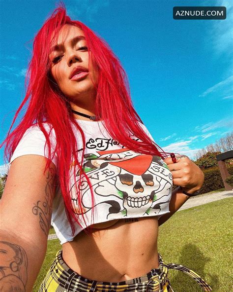 Karol G Sexy Hot Poses In Stunning Skirt And Crop Top For Social Media Photoshoot Aznude