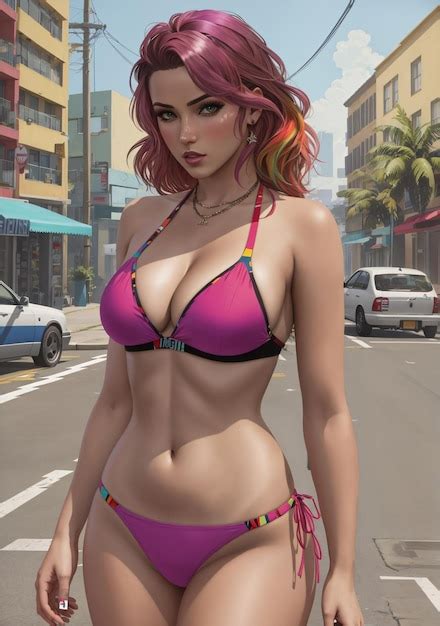 Premium AI Image Woman Bikini Outfit In Video Game Vector Art Style