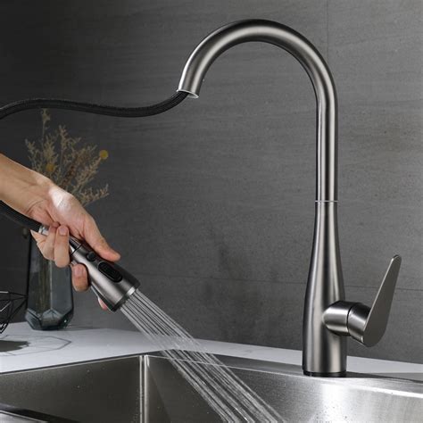 304 Stainless Steel Kitchen Faucet Universal Retractable Pull Out Type Hot And Cold Splash Proof