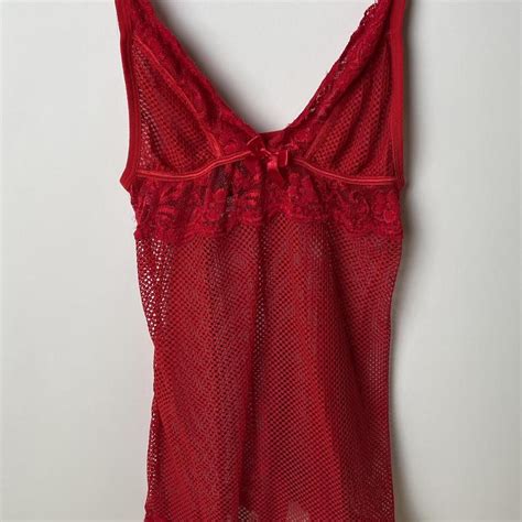 Just Sexy Lingerie Red Mesh Size Small All Depop