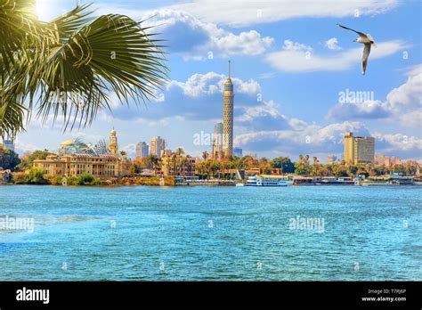 The Cairo Tower Beautiful View From The Nile River Egypt Stock Photo