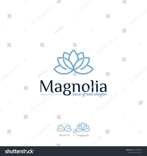 Simple Magnolia Flower Logo Design Combine Stock Vector Royalty Free