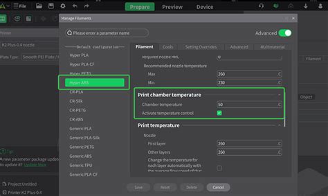 K2 Plus Recommended Filament Parameters - Creality Blog - Creality ...