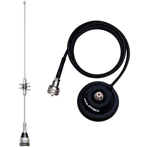 Antena Móvel Dual Band VHF UHF 44cm AP0188 Suporte Magnético Imã Forte