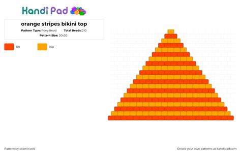 Orange Stripes Bikini Top Pony Bead Pattern Kandi Pad Kandi Patterns Fuse Bead Patterns