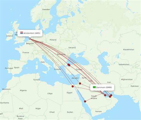 All Flight Routes From Amsterdam To Dammam Ams To Dmm Flight Routes