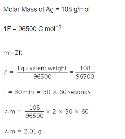 Calculate The Mass Of Silver Deposited From Silver Nitrate Solution B