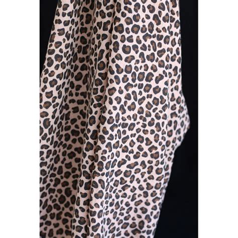 Tissu double gaze coton motif Lea léopard graou BIO nude noir noisette