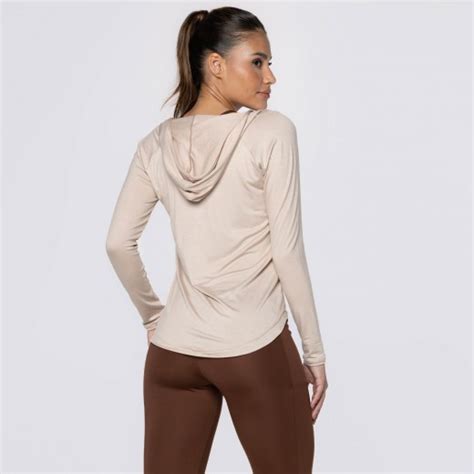 Blusa Manga Longa E Capuz Fitness Nude