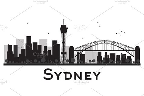 Sydney City Skyline Silhouette Illustrations Creative Market