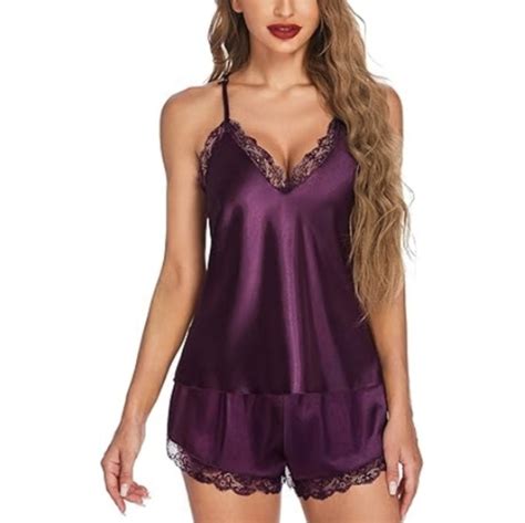 Avdlove Intimates Sleepwear Nightwear Satin Pajamas Set Sleepwear Womens Sexy Lingerie