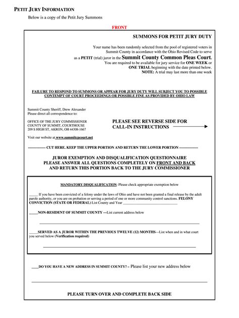 Subpoena Form Summit County Common Pleas Court Printable Pdf Download ...