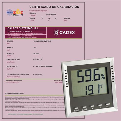 Calibraci N Termohigr Metro Caltex Certificados Enac