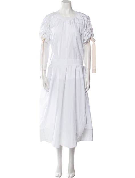 Lee Mathews Crew Neck Long Dress - White Dresses, Clothing - WLEEM22142