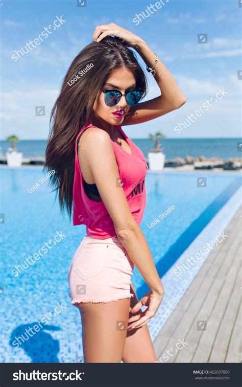 Attractive Brunette Girl Long Hair Posing Stock Photo 462037009 Shutterstock