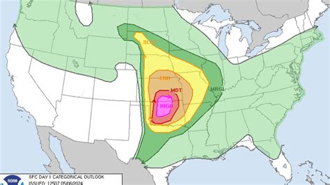 A Rare High Risk Area For Severe Thunderstorms Has Been Outlined By