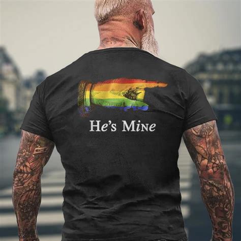 Hes Mine Gay Couple Im His Matching Mens Back Print T Shirt Mazezy