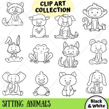 Sitting Animals Clip Art Collection by KeepinItKawaii | TPT