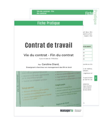 Contrat de travail vie et fin fiche pratique PDF à télécharger