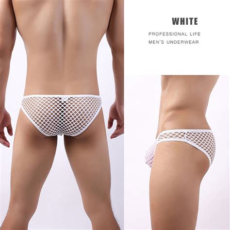 2 4Pcs Color Block Men Mesh See Through Fishnet Underwear Briefs Shorts Lingerie EBay