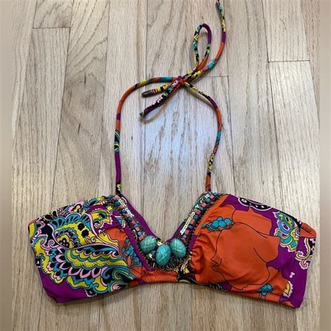 Victoria S Secret Swim Victorias Secret Floral Beaded Halter Bikini Top S Poshmark