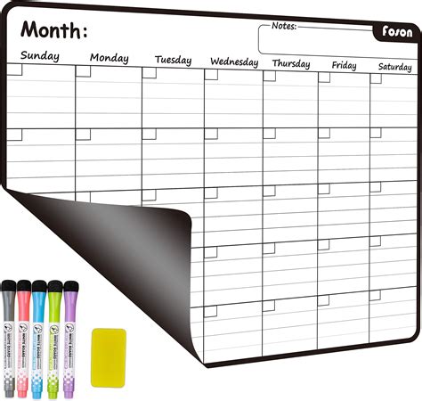 Amazon Dry Erase Magnetic Monthly Calendar Kit Foson Extra Thick