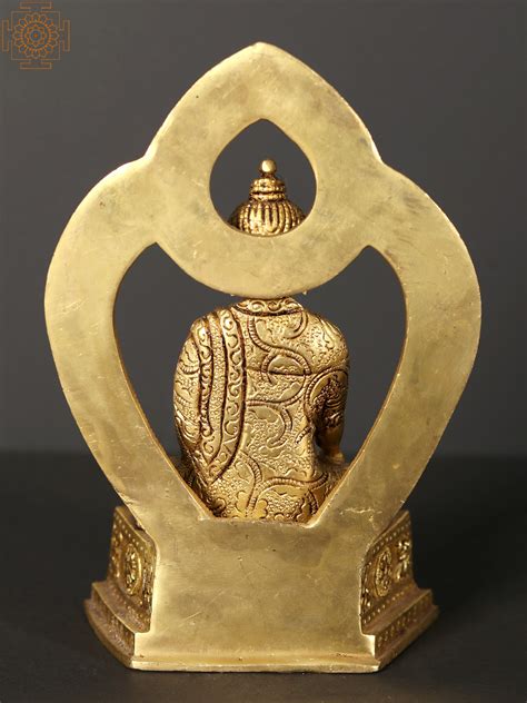8" Lord Buddha Brass Statue in Earth Touching Gesture | Exotic India Art