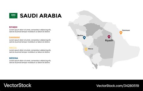 Saudi Arabia Map Infographic Template Royalty Free Vector