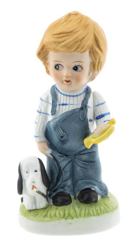 Статуэтка "Мальчик с собакой", бисквит, роспись, Китай, 1980-2015 гг ...