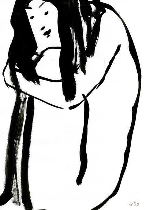 Unique Minimalist Woman Nude Painting Black And White Female Etsy