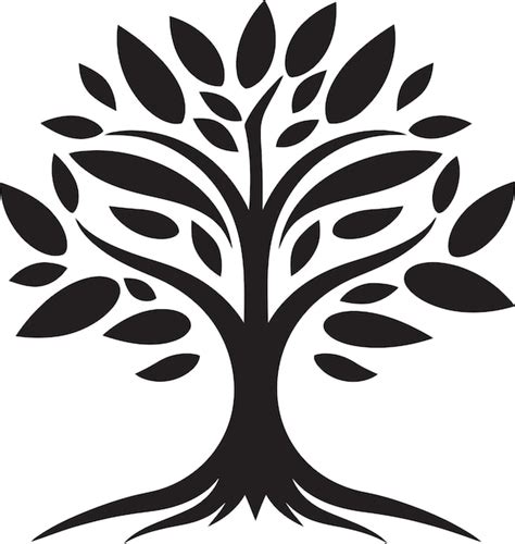 Premium Vector | Rooted resilience vector symbol of tree plantation in black woodland harmony ...