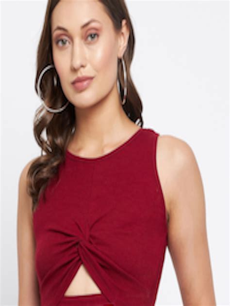 Buy Le Bourgeois Sleeveless Twisted Cotton Fitted Crop Top Tops For