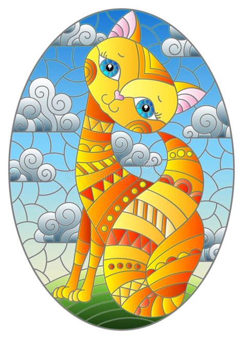 Stained Glass Pattern Cat Stock Illustrations 483 Stained Glass Pattern Cat Stock