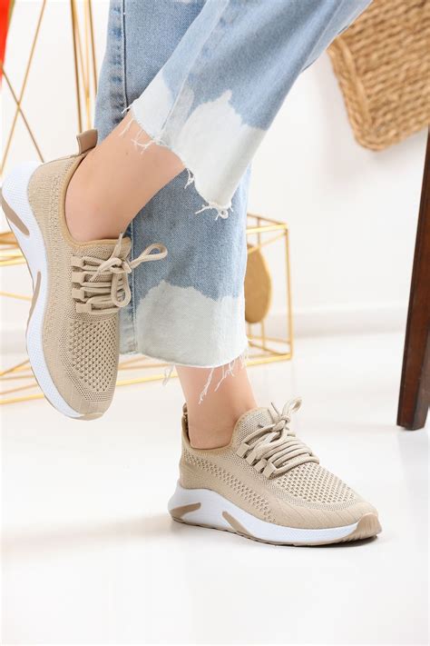eformoda by emre yılmaz Nude Unisex Triko Sneaker Rahat Hava Alabilen Kokusuz Spor Ayakkabı