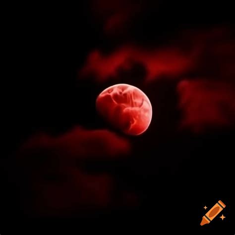 realistic red moon  black background  clouds  craiyon